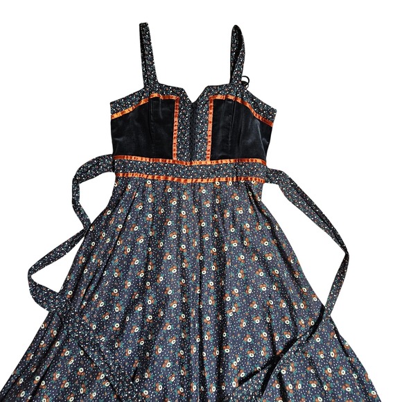 Vintage Gunne Sax by Jessica Poppy Floral Belted Maxi Dress Size 0-2 Prairie - Picture 5 of 8